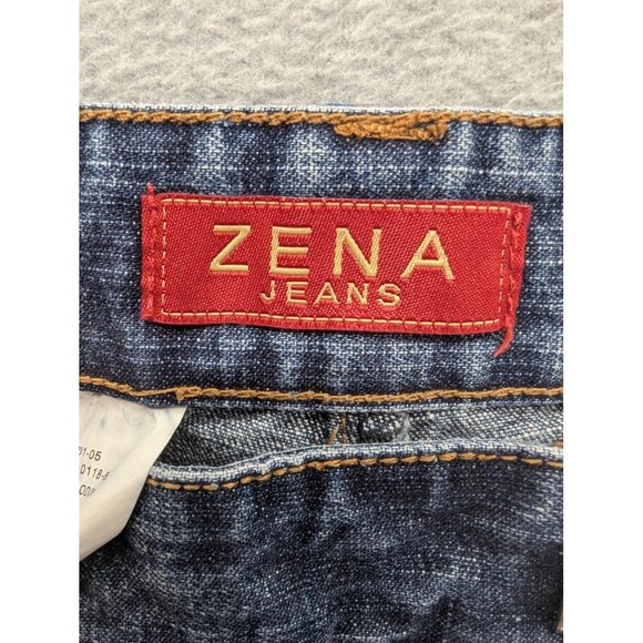 VINTAGE Zena Jeans Shorts Womens 14 Blue Denim Bermuda Cutoff Raw Hem 2000s - Picture 12 of 14